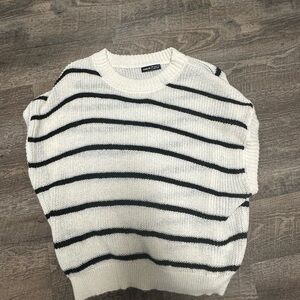 Black and White Striped Sweater Shirt